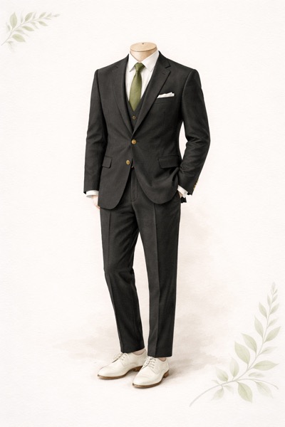 Terno com camisa social e gravata